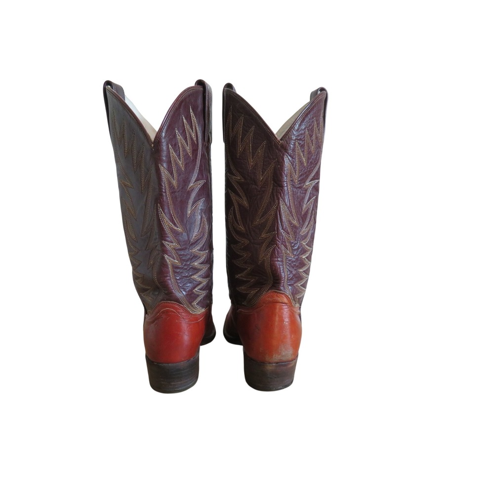 Dan Post Mens Brown Tan Leather Flame Embroidered Western Cowboy Boots 9.5 B - Picture 6 of 8